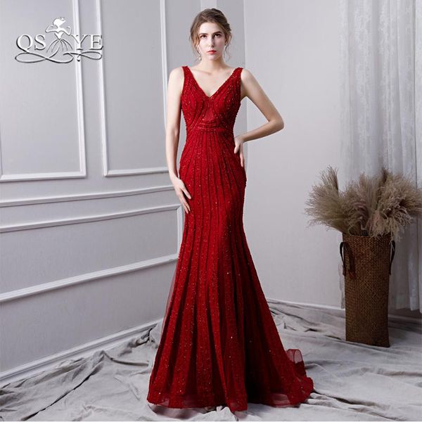 

party dresses burgundy mermaid lace prom v neck beading evening dress open back elegant women gown, White;black