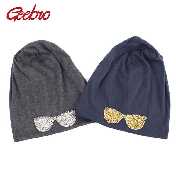 

beanie/skull caps geebro women rhinestone glasses partten beanie hat fashion sunglasses slouchy beanies girl knitted plain hats, Blue;gray