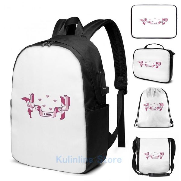 

backpack funny graphic print love willow usb charge men school bags women bag travel laptop