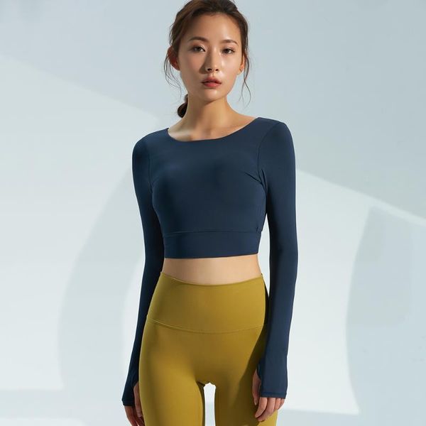 

spring sportwear yoga shirts for women fitness running pilates dance training wear long sleeve sports thumb hole t-shirts outfit