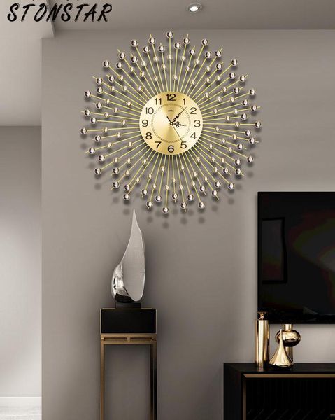 

wall clocks mordern design clock 3d luxury art watch big metal home decor golden large hanging 1657381