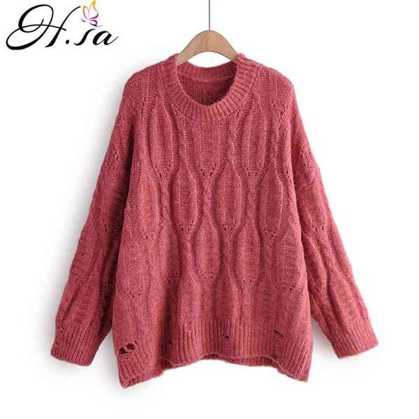 H.SA Pull Femme e Maglioni Rosa Maglieria Maglia in Cashmere Ritorto Abbigliamento Invernale Suter Mujer 210417