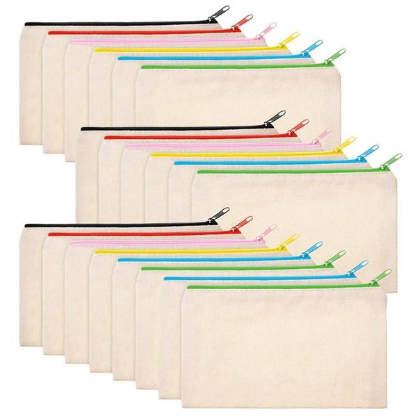 

pencil bags 20 pieces canvas cosmetic bag multifunctional travel pen coin blank diy