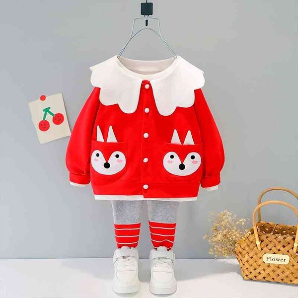 

clothes for baby girl set cartoon cute fox spring infantgirls long sleeve outfit 1 2 3 4 years, White