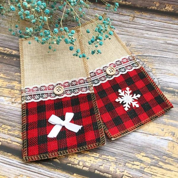 

hanging baskets natural burlap cutlery holder pouch bag, 20 packs 4.3x8 inch lace knifes forks napkin utensil silverware holders for christm