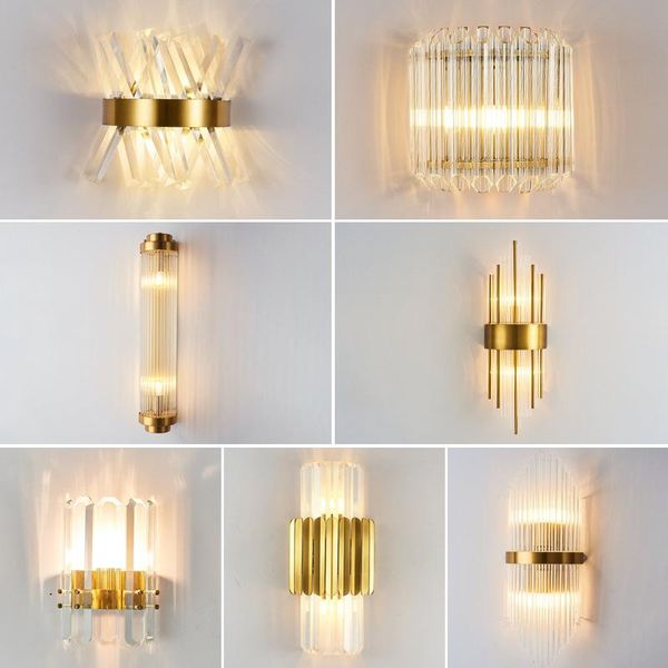 

wall lamp modern led lamps for living room bedroom bedside luster crystal lights indoor gold aisle lighting decoration