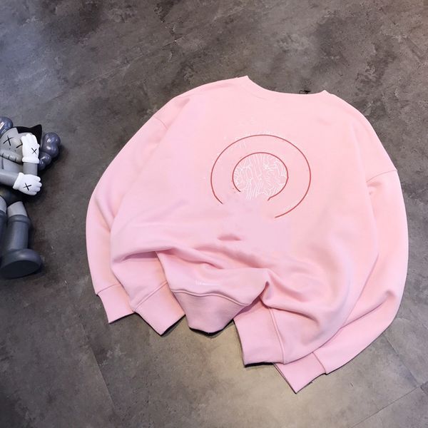 

70% off pink horseshoe alphabet printed round neck sweater women's fall 2021 loose new couple casual coat, Black