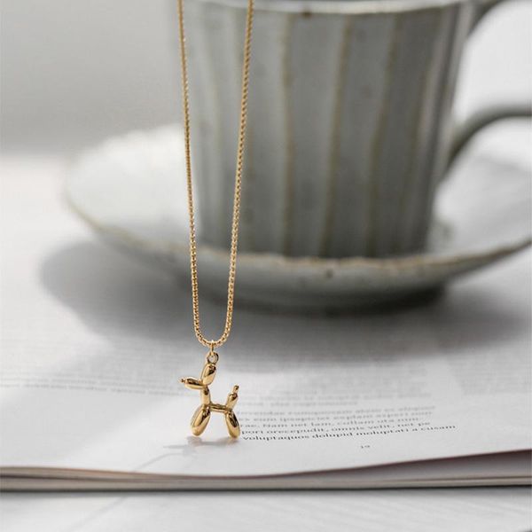 

pendant necklaces meyrroyu stainless steel gold color dog 2021 trendy simple for female fashion girl's party jewelry collier, Silver