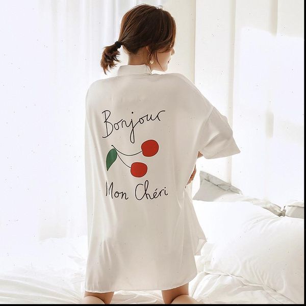 

sleepshirt silk long nightgown womens sleepwears loose style boyfriend blouse dress white nightshirts casual homewear, Black;red