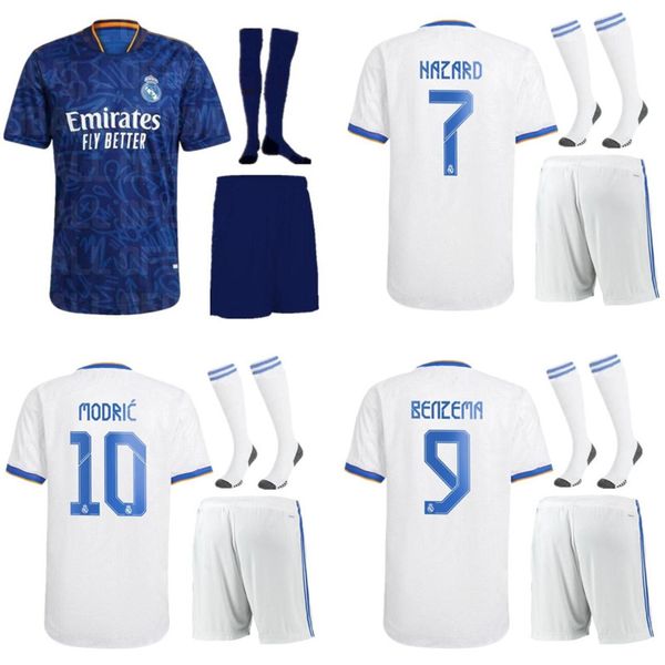

21 22 real madrid alaba soccer jerseys kids kit sets 2021 2022 benzema hazard asensio vinicus jr modric boys football shirt kits uniforms, Black;yellow