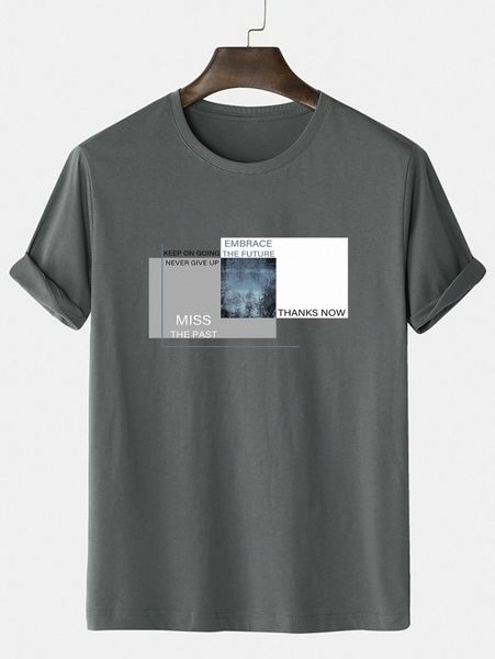 

men slogan & geo graphic tee f7l8#, White;black