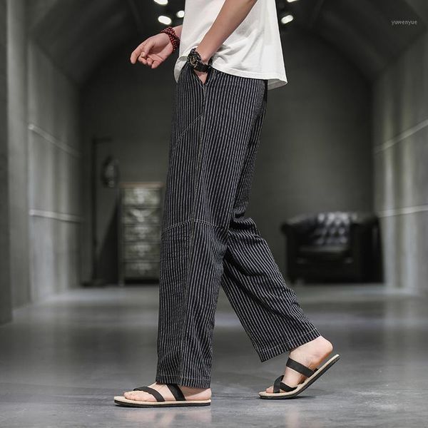 

men's pants mens sweatpants streetwear loose nice casual trousers men striped oversize jogger harem male fashion pockets, Black