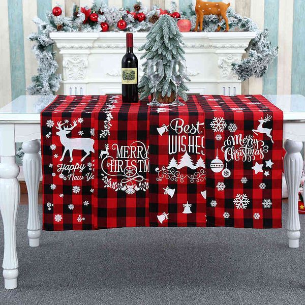 

christmas festive decorations polyester cotton plaid table flag english red and black plaid cloth mat restaurant decoration supplies