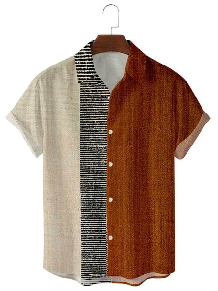 

men's casual shirts 2021 summer short-sleeved shirt plus size stripe 5 digital print top, White;black