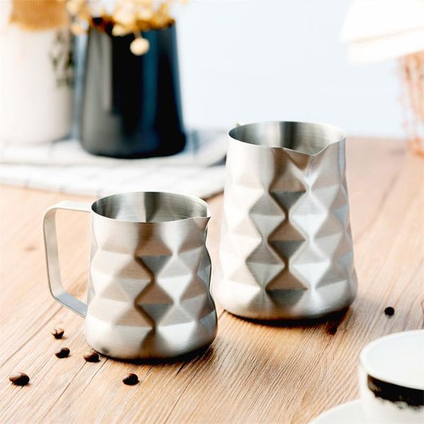 

coffee pots 350ml / 600ml stainless steel prismatic designed milk frothing pitcher jug espresso barista craft latte cappuccino m