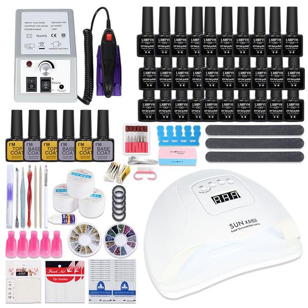 

nail art kits set 20000rpm drill machine drying uv led lamp for manicure 30/20/12 pcs acrylic kit tool