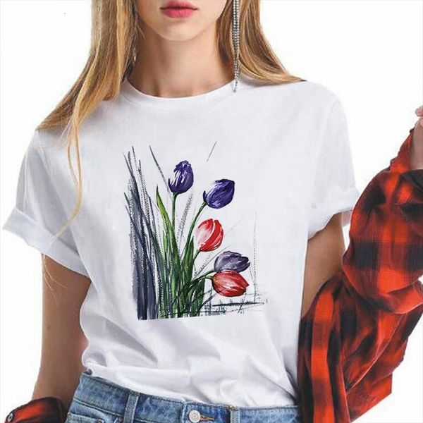 

flowers waiting to bloom men and women elegant summer for hope oversize short sleeve ulzzang fashion high, White;black