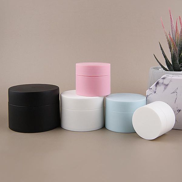 

storage bottles & jars 20pcs 50 g 80g empty black white cosmetic cream pet container powder mask bottle with screw lid