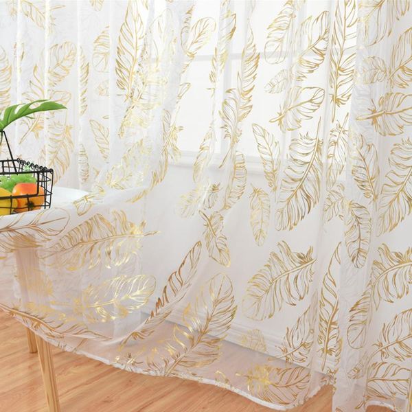 

pastoral style feather embroidered curtains for living room sheer tulle kitchen window fabric voile curtain & drapes