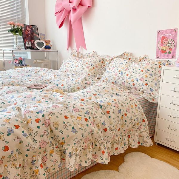 

bedding sets oxygen 4pcs set cotton duvet cover bed sheet princess style ruffles  size