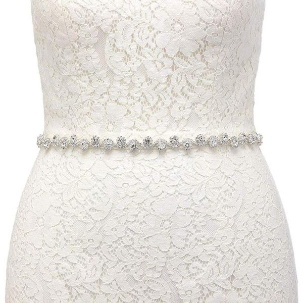 

belts handmade thin dazzling crystal bridal sash belt silver rhinestone wedding dress for women party prom evening dresses gown, Black;brown