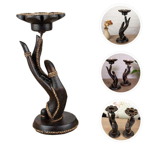 

candle holders retro wooden lotus stand decor hand candlestick without