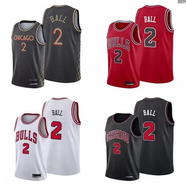 

basketball jersey chicago's bulls's 2 lonzo ball custom jerseys, Black;red