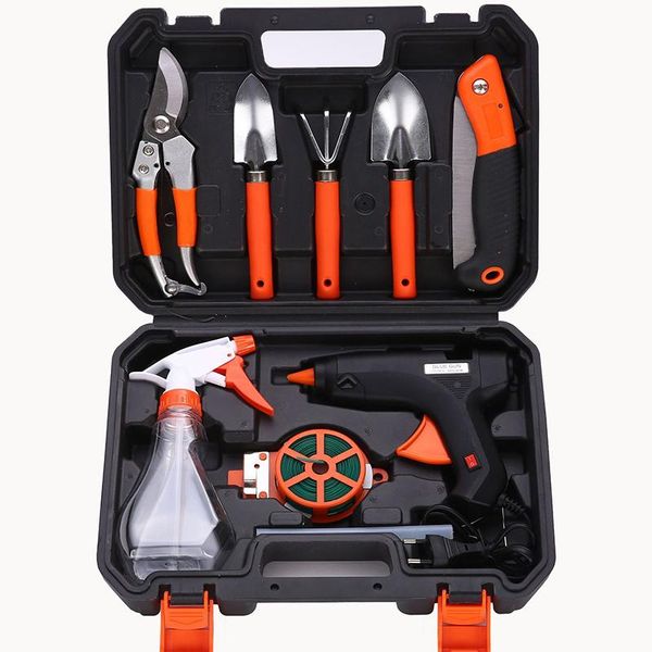 

professional hand tool sets 10pcs set gardening garden shovel rake clippers sprayer portable for farming planting bonsai tools