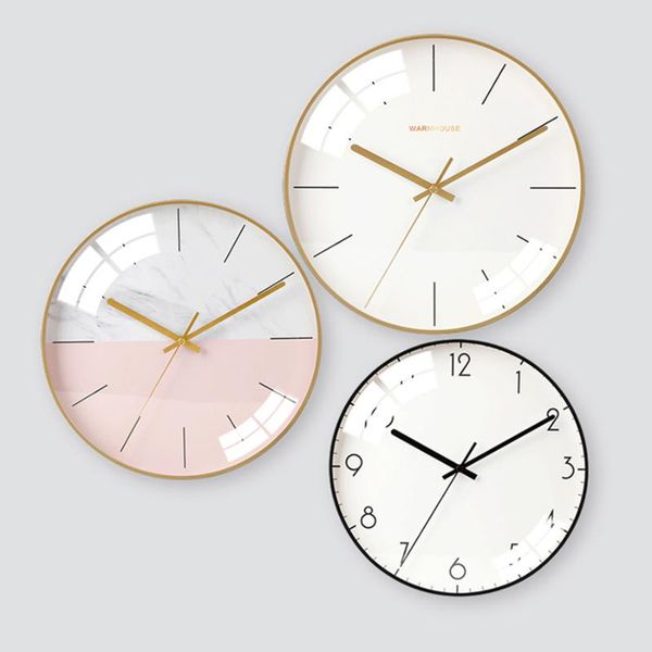 

wall clocks digital battery operated simple clock modern design art home watch nordic rose gold decoration room 4b08