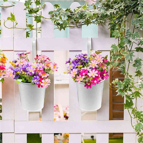 

hanging flower pot balcony iron planter bucket with removable hooks for garden, coffee shop wholesale