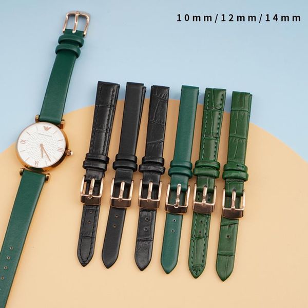 

watch bands beafiry fashion genuine leather band 10mm 12mm 14mm straps watchbands green black for women belt, Black;brown