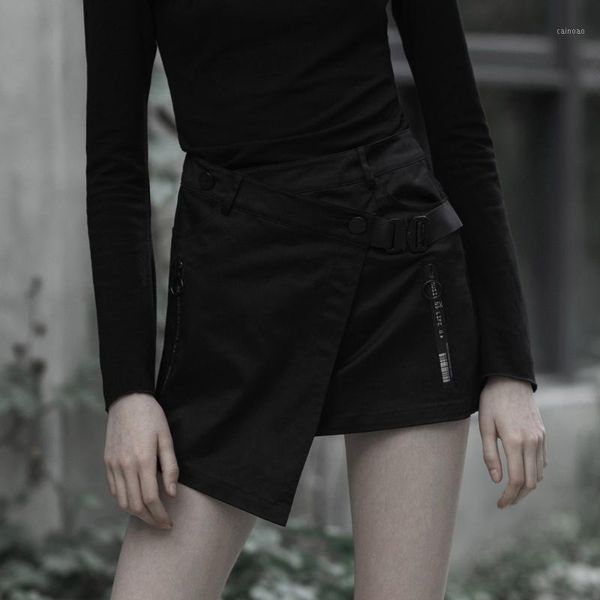 

skirts inelasticity woven fabric fashion personality letter zipper mini skirt women's punk asymmetrical rave, Black