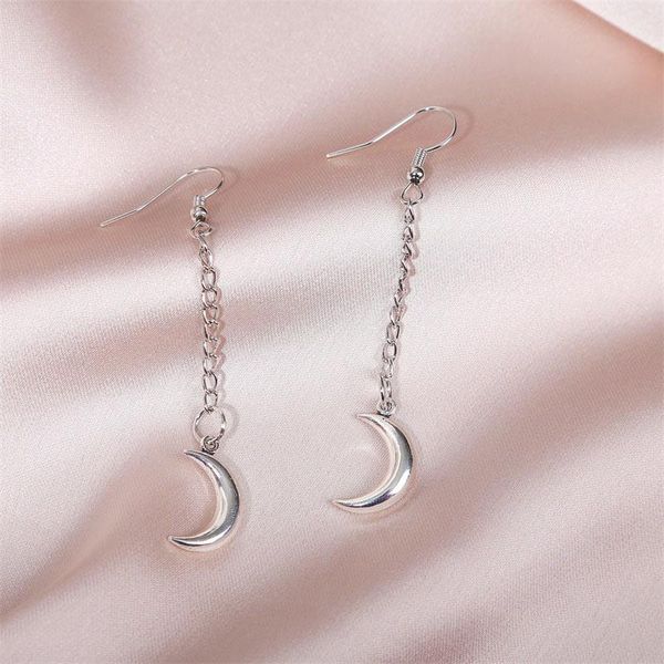 

dangle & chandelier simple fashion female silver color metal chain drop earrings for women trendy moon earring party jewelry accessories