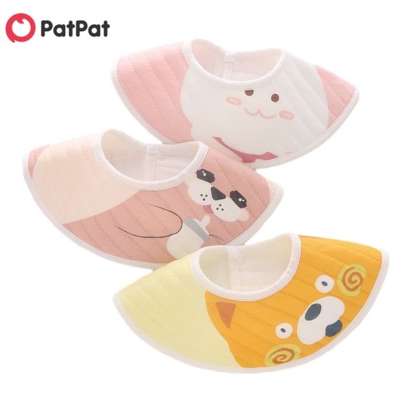 

3-pcs baby cute cotton bibs 360 rotating bron toddler gauze burp cloth feeding apron saliva towel scarf stuff 210528