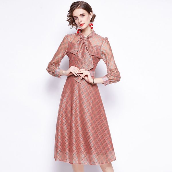 

casual dresses women summer elegant fashionable long sleeve empire waist maxi flowing slim plaid nkrp, Black;gray