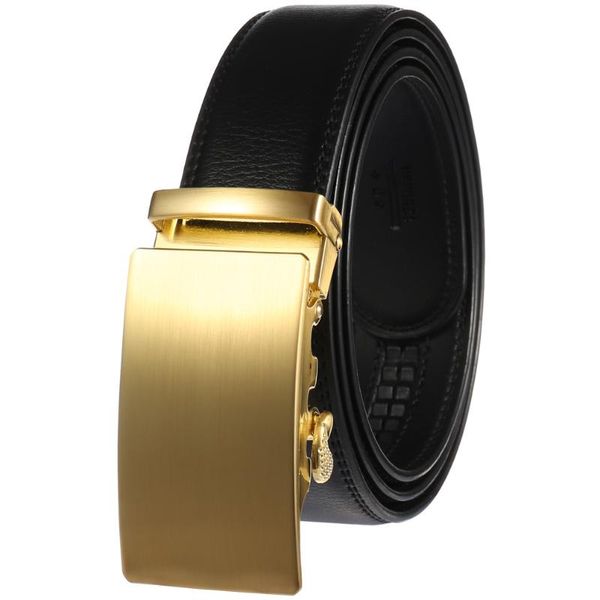 

belts fange men belt leather automatic buckle male fashion jeans chain stretch solid luxury bland black fg381-22, Black;brown
