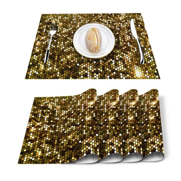 

table runner golden geometric figures kitchen placemat for dining non-slip and heat-insulating mat decoration