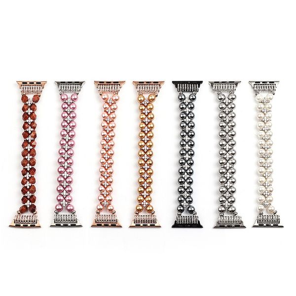 Pearl Watch Strap para Apple Band 38mm 40mm 42mm 44mm Girl iwatch Series 6 5 4 3 2 SE Elastic Stretch Jóias pulseira