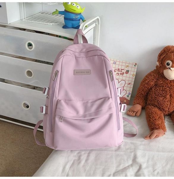 

backpack 4052 female summer college student ins harajuku style school bag korean version of solid color travel