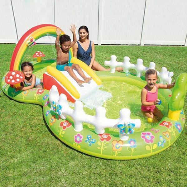 

pool & accessories rainbow inflatable swimming spray water slide paddling for kid summer outdoor garden play center sprinkler