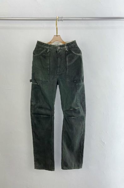

men's tracksuits ly089 american cotton corduroy pants winter caramel thickened loose straight overalls, Gray