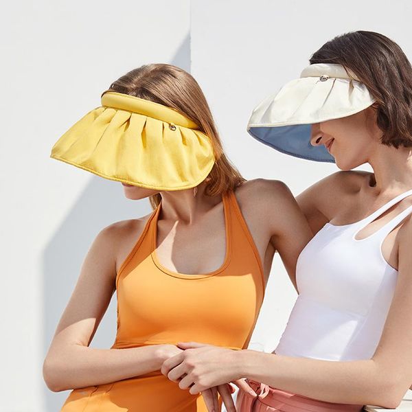 

wide brim hats 2021 summer hat women's sun visor anti-ultraviolet elastic hollow casual caps gorras, Blue;gray