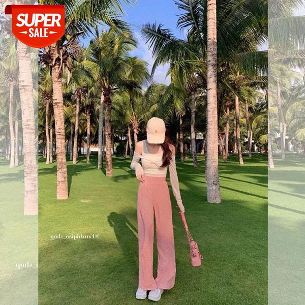 

[long series] texture feeling, clouds hanging down, wide-leg pants, 100 da show thin female #qj4n, Black;white