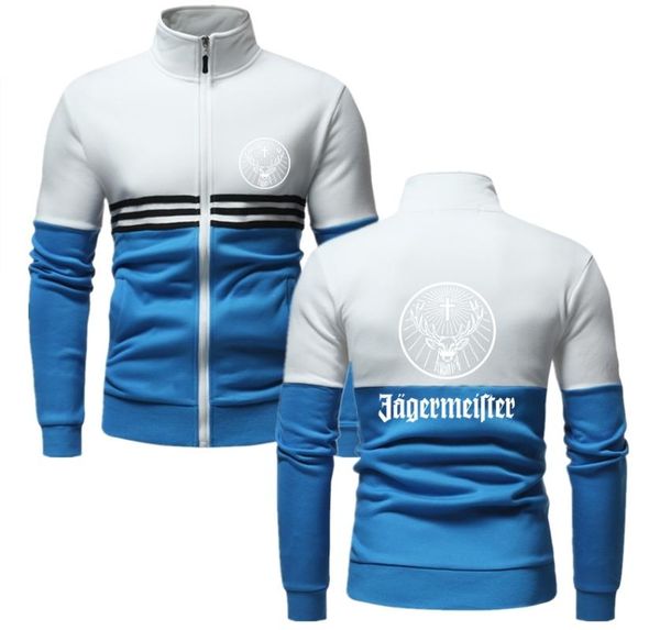 

men's jackets 2021 jagermeister brand logo spring autumn fashion thick coats men up and down two-color jacket long sleeve print, Black;brown