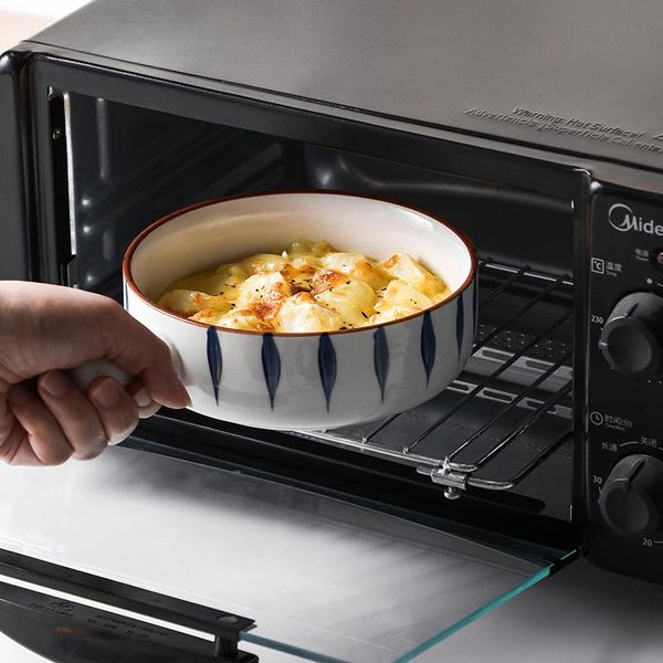 

japanese-style handle ceramic bowl creative personality breakfast household soup noodle with baking bowls