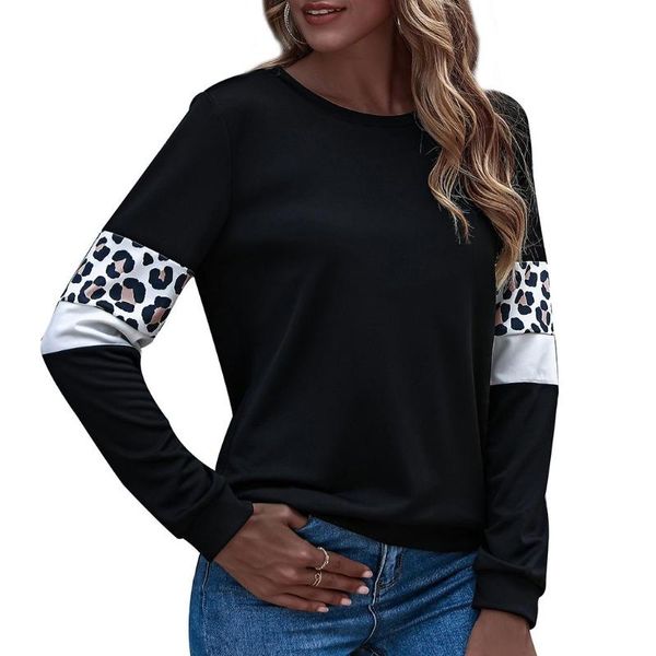 

spring autumn women long sleeve t shirt 2021 tee female patchwork leopard stitching tees fashion loose lady t-shirt women's, White