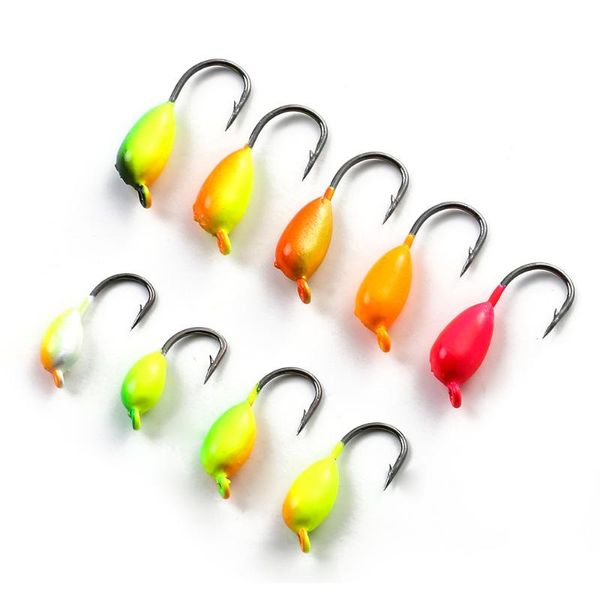 

fishing hooks 5pcs/lot winter ice hook lure quality mini metal bait fish 1g 1.5g 1.8g lead head jigging tackle