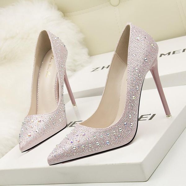 

dress shoes fashion, sweet, elegant, stiletto high heels, shallow mouth, thin, pointed toe color diamonds and rhinestone wedding, Black