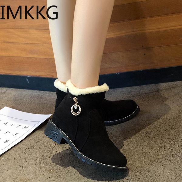 

boots 2021 woman winter women zapatos de mujer fashion contracted suede zipp short boot keep warm, Black