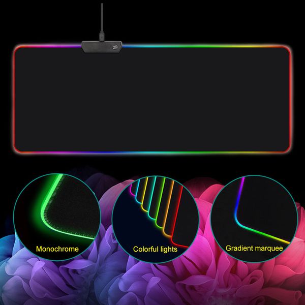 RGB GRANÇA GRANÇA GRANÇA MOUSE PAD OVERTEMBILEIRA DAD OBRIGENTE LED estendido Mousepad antiderrapante Base de borracha Base teclado teclado tapete